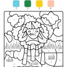 Coloriage magique en français: una oveja