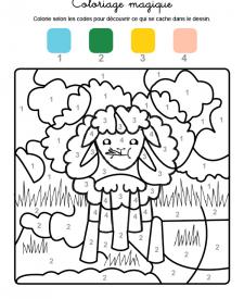 Coloriage magique en français: una oveja