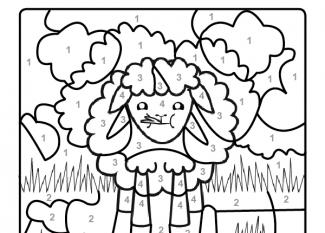 Dibujo mágico para colorear en francés de una oveja