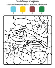 Coloriage magique en français: un pajarito cantando