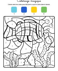 Coloriage magique en français: un pez en el agua