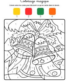 Coloriage magique en français: campanas de Navidad