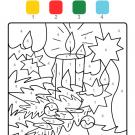 Coloriage magique en français: una vela de Navidad