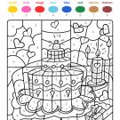 Coloriage magique en français: tarta de cumpleaños
