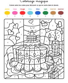 Coloriage magique en français: tarta de cumpleaños