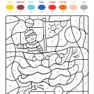 Coloriage magique en français: un marinero en su barco