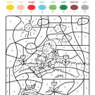 Coloriage magique en français: niña con un gatito en brazos