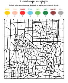 Coloriage magique en français: un caballo