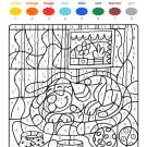 Coloriage magique en français: un perro durmiendo