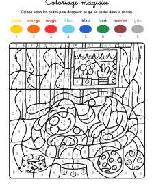 Coloriage magique en français: un perro durmiendo