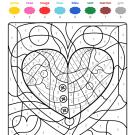 Coloriage magique en français: una ballena dentro de un corazón