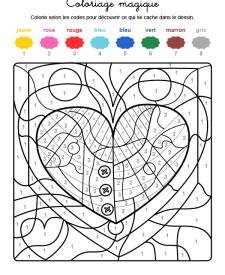 Coloriage magique en français: una ballena dentro de un corazón