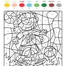 Coloriage magique en français: niño jugando al fútbol