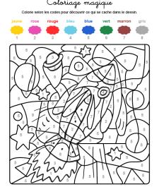 Coloriage magique en français: un cohete espacial