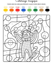 Coloriage magique en français: un payaso en el circo