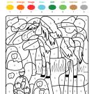 Coloriage magique en français: un caballo en el campo