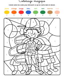 Coloriage magique en français: un niño y su amigo el perro