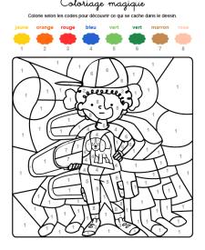 Coloriage magique en français: un niño y su amigo el perro