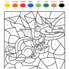 Coloriage magique en français: un dragón