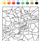 Coloriage magique en français: un dragón