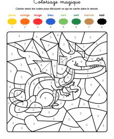 Coloriage magique en français: un dragón