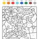 Coloriage magique en français: fantasma y murciélago de Halloween para colorear