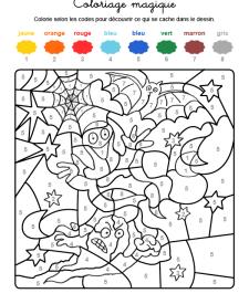 Coloriage magique en français: fantasma y murciélago de Halloween para colorear