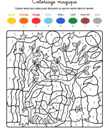 Coloriage magique en français: fantasma en el bosque