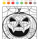 Coloriage magique en français: una supercalabaza de Halloween