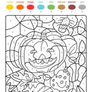 Coloriage magique en français: calabazas y araña