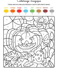 Coloriage magique en français: calabazas y araña