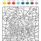 Coloriage magique en français: una mariposa de colores