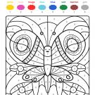 Coloriage magique en français: una mariposa de colores