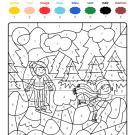 Coloriage magique en français: una pisa de hielo en la montaña