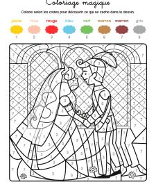 Coloriage magique en français: la boda de los príncipes