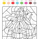 Coloriage magique en français: una princesa