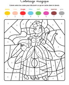 Coloriage magique en français: una princesa