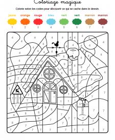 Coloriage magique en français: la casa de Papá Noel