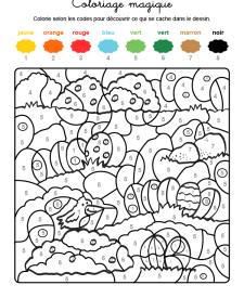 Coloriage magique en français: la caza de los huevos