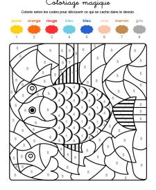 Coloriage magique en français: un pez de colores