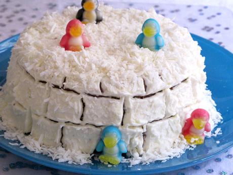 Receta infantil de tarta iglú para Navidad