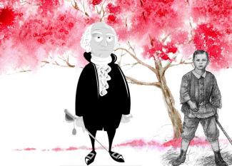 Historia para niños de George washington y el cerezo sobre la sinceridad