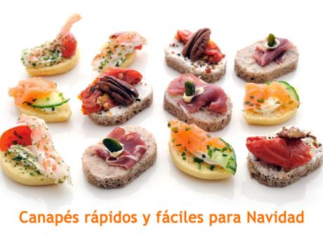 Surtido de canapés variados para Navidad. Recetas rápidas y fáciles