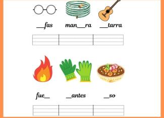 Ejercicio de lectoescritura para 1º de Primaria: Sonidos ga, gue, gui, go, gu