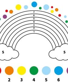 Dibujo de un arcoiris para colorear por números