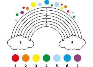 Dibujo de un arcoiris para colorear por números