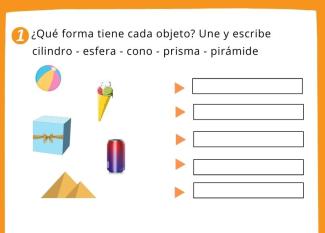 Cuerpos geométricos. Ejercicio de matemáticas para 2º de Primaria