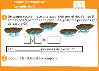 Tabla de multiplicar del 9. Ficha de matemáticas para niños