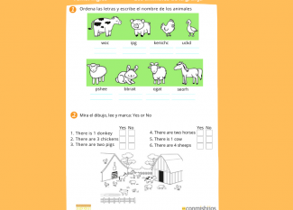 Animales de la granja en inglés. Ejercicio de inglés para niños