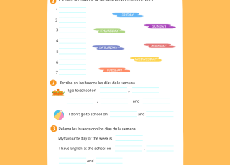 Días de la semana en inglés. Ejercicio de inglés para niños